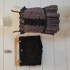 AMERICAN EAGLE OUTFITTERS small dressy tank and size 4 black hi-rise midi shorts